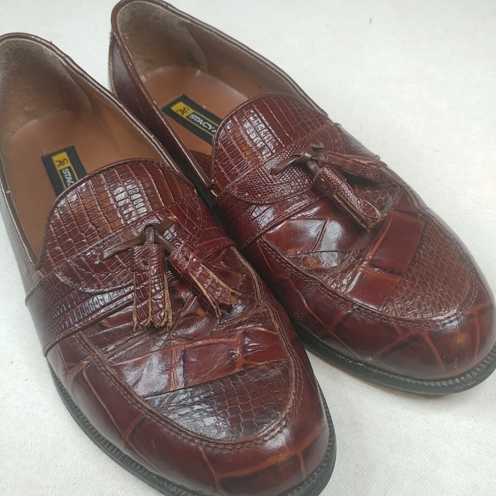 Stacy Adams Mens Brown Genuine Snake Skin Slip On